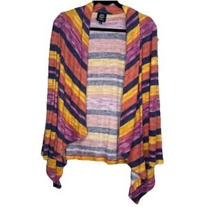 Bobeau Women's Small Waterfall Colorful Striped Cardigan Sweater‎ Open Front